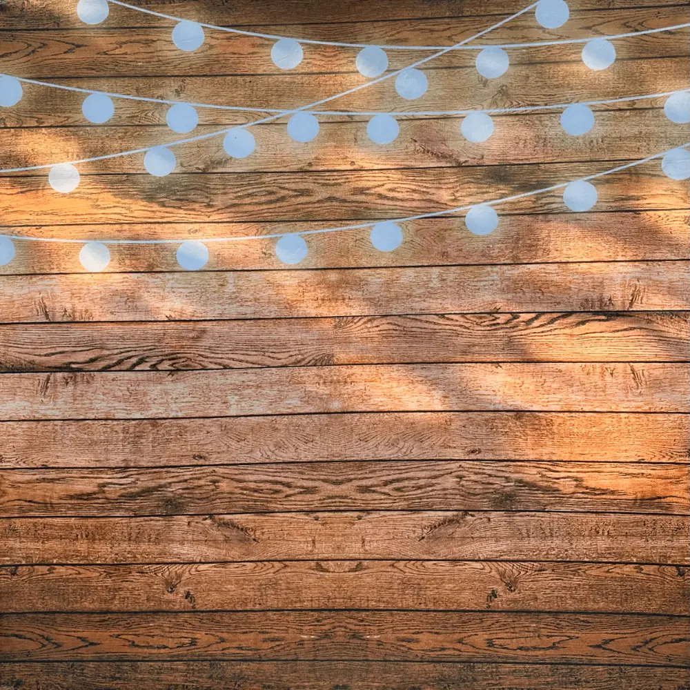 vintage romance photobooth background wood lights
